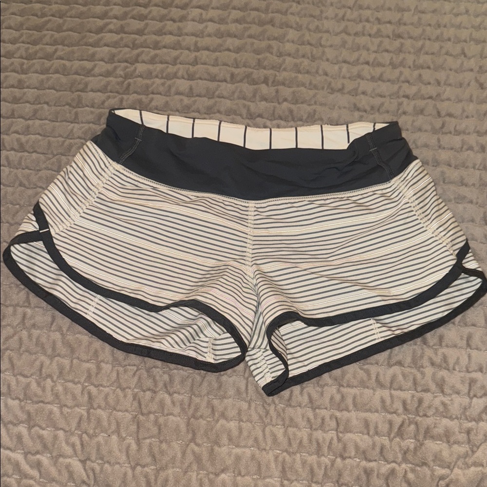 Lululemon Athletica navy and White Striped Athletic Shorts